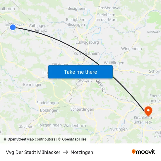 Vvg Der Stadt Mühlacker to Notzingen map