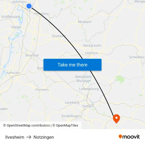 Ilvesheim to Notzingen map