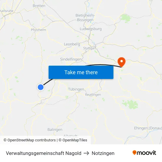 Verwaltungsgemeinschaft Nagold to Notzingen map