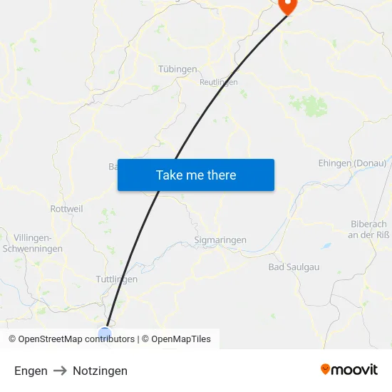 Engen to Notzingen map