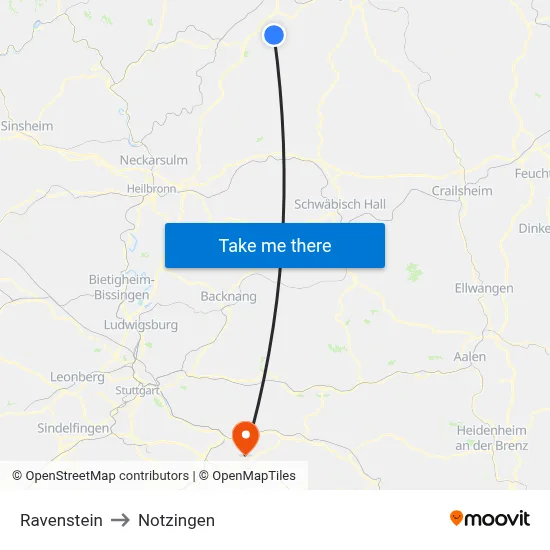 Ravenstein to Notzingen map