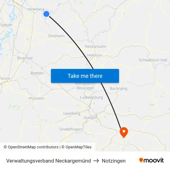 Verwaltungsverband Neckargemünd to Notzingen map
