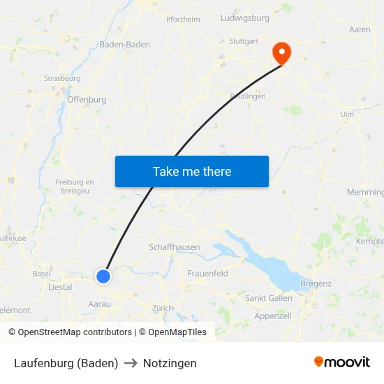 Laufenburg (Baden) to Notzingen map