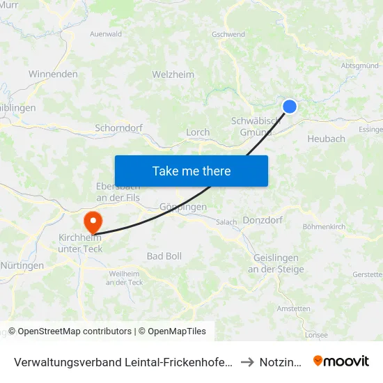 Verwaltungsverband Leintal-Frickenhofer Höhe to Notzingen map
