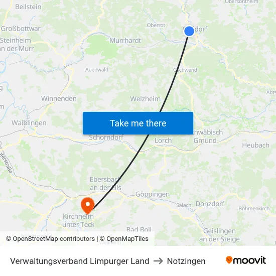 Verwaltungsverband Limpurger Land to Notzingen map