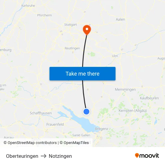 Oberteuringen to Notzingen map