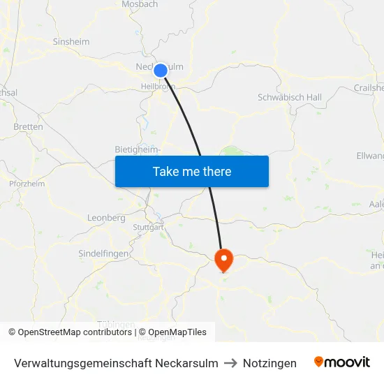 Verwaltungsgemeinschaft Neckarsulm to Notzingen map