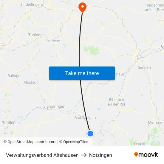 Verwaltungsverband Altshausen to Notzingen map