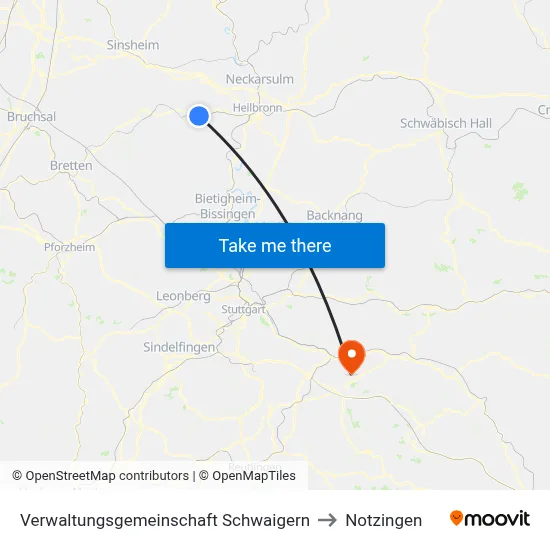 Verwaltungsgemeinschaft Schwaigern to Notzingen map