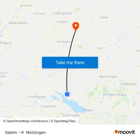 Salem to Notzingen map