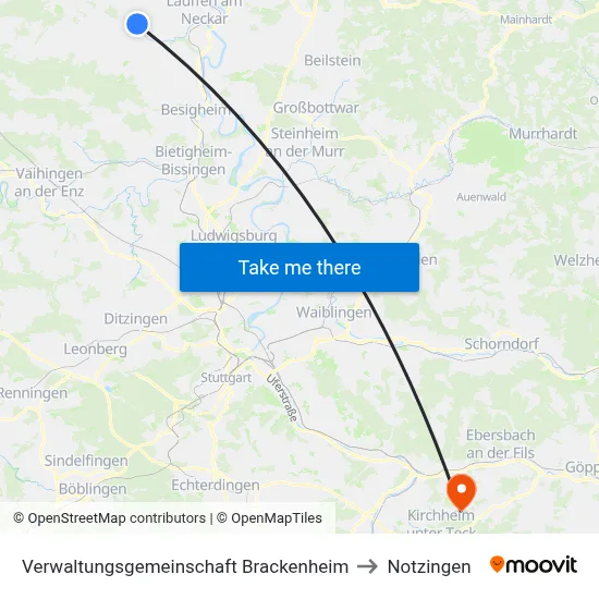 Verwaltungsgemeinschaft Brackenheim to Notzingen map