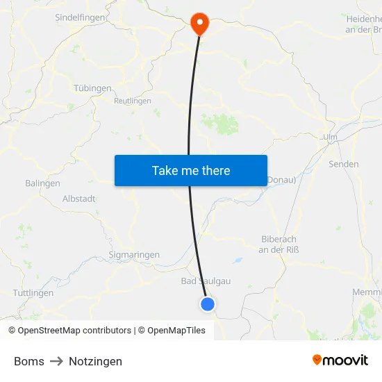 Boms to Notzingen map