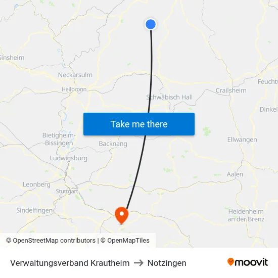 Verwaltungsverband Krautheim to Notzingen map