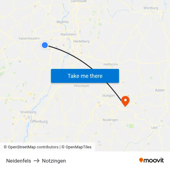 Neidenfels to Notzingen map