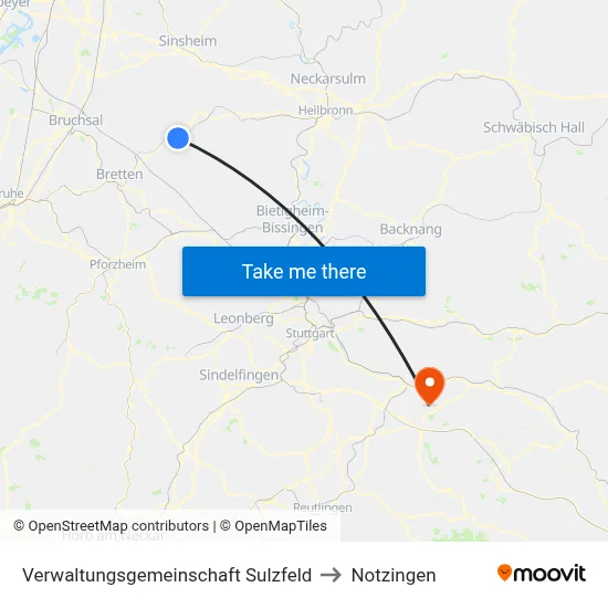 Verwaltungsgemeinschaft Sulzfeld to Notzingen map