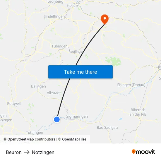 Beuron to Notzingen map