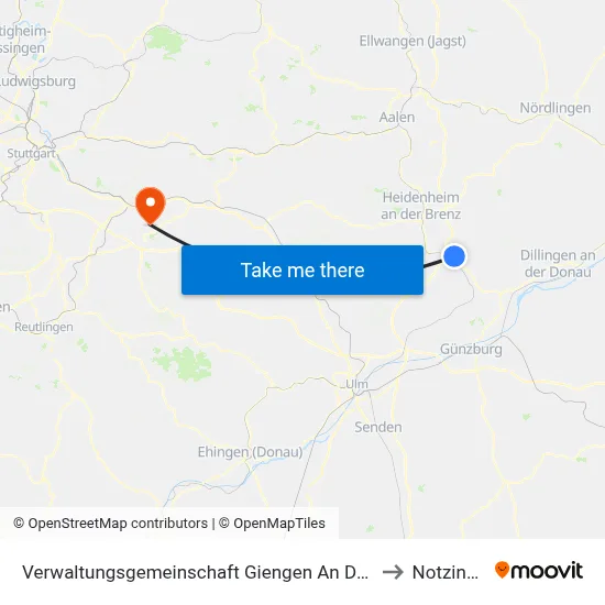 Verwaltungsgemeinschaft Giengen An Der Brenz to Notzingen map