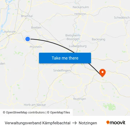 Verwaltungsverband Kämpfelbachtal to Notzingen map