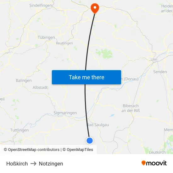 Hoßkirch to Notzingen map