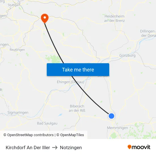 Kirchdorf An Der Iller to Notzingen map