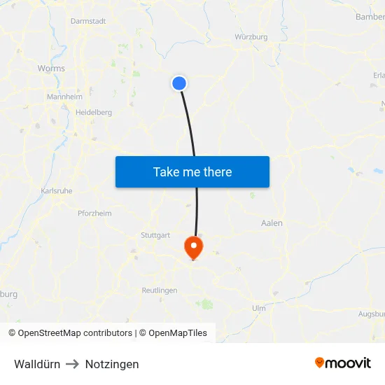 Walldürn to Notzingen map