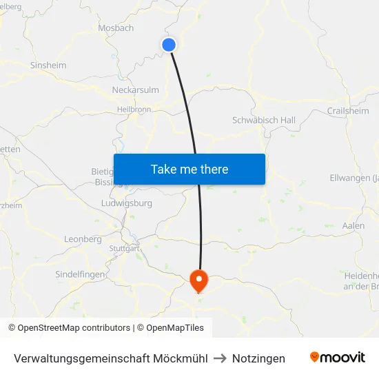 Verwaltungsgemeinschaft Möckmühl to Notzingen map