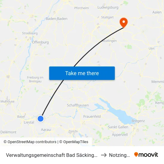 Verwaltungsgemeinschaft Bad Säckingen to Notzingen map