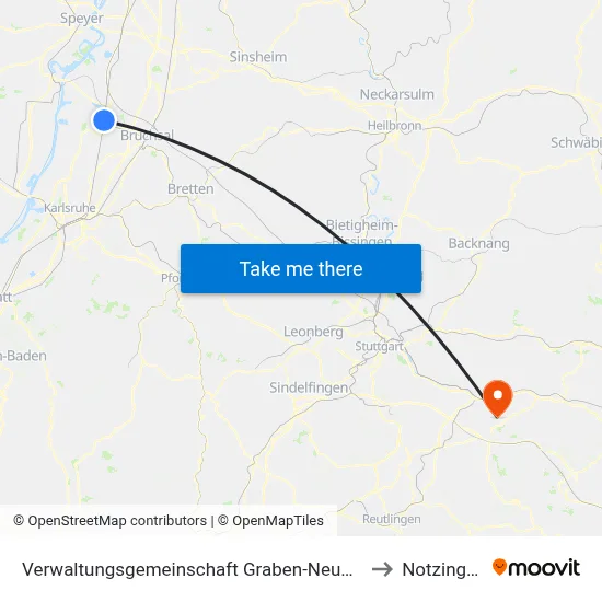 Verwaltungsgemeinschaft Graben-Neudorf to Notzingen map