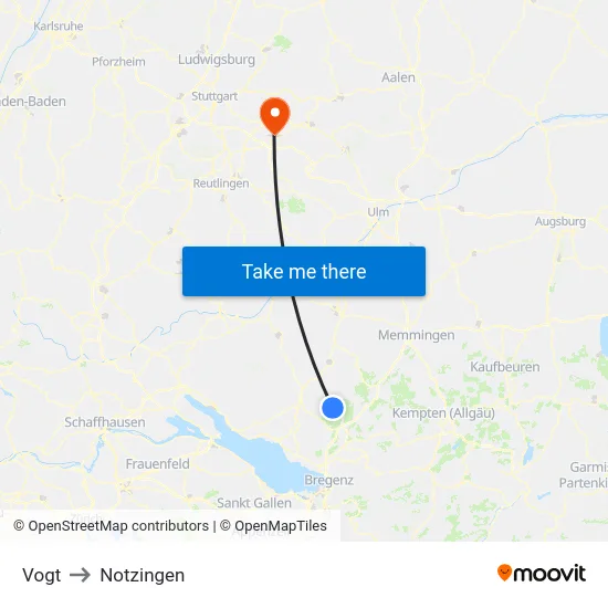 Vogt to Notzingen map
