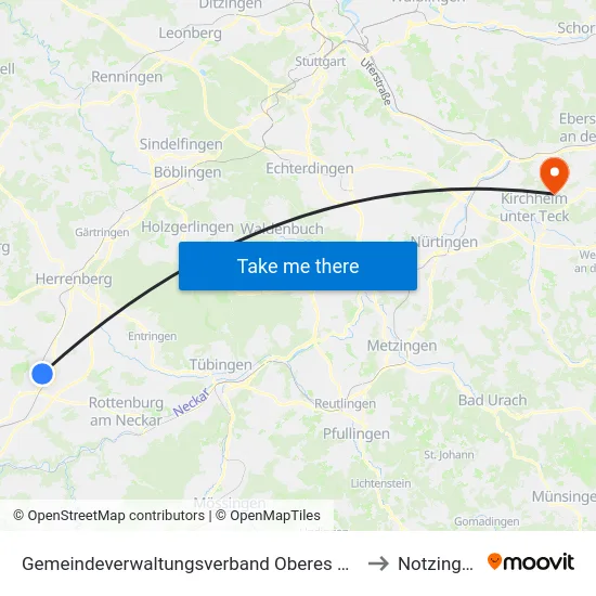 Gemeindeverwaltungsverband Oberes Gäu to Notzingen map