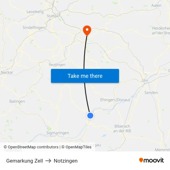 Gemarkung Zell to Notzingen map