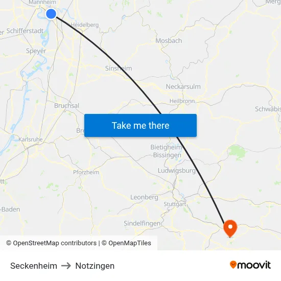 Seckenheim to Notzingen map