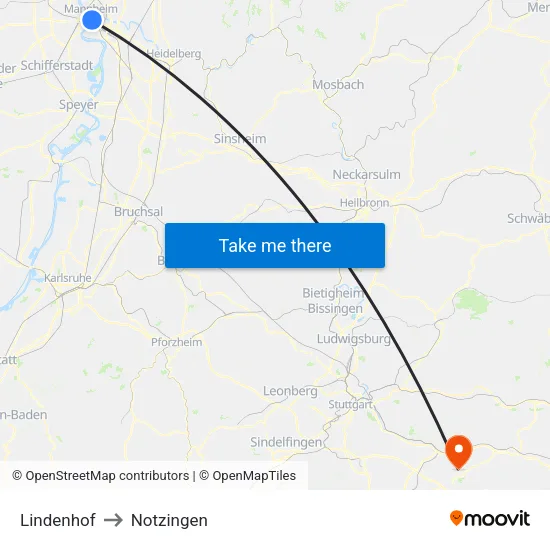 Lindenhof to Notzingen map
