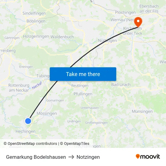 Gemarkung Bodelshausen to Notzingen map