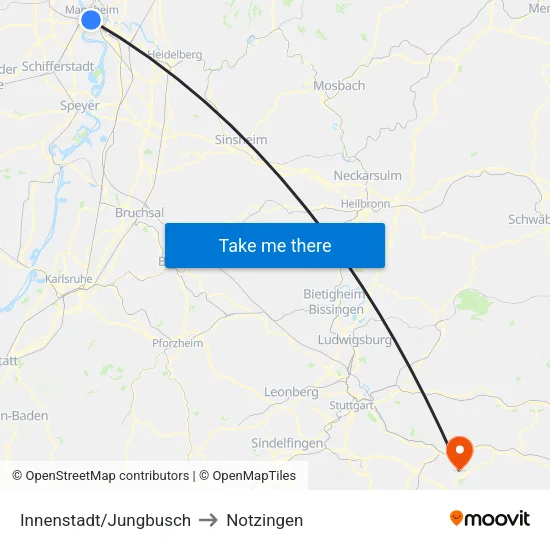 Innenstadt/Jungbusch to Notzingen map