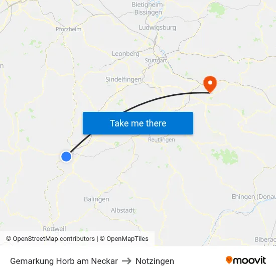Gemarkung Horb am Neckar to Notzingen map