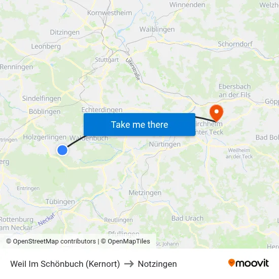 Weil Im Schönbuch (Kernort) to Notzingen map