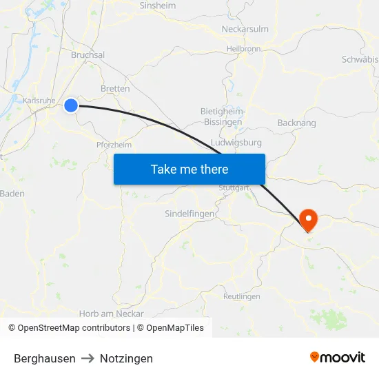 Berghausen to Notzingen map