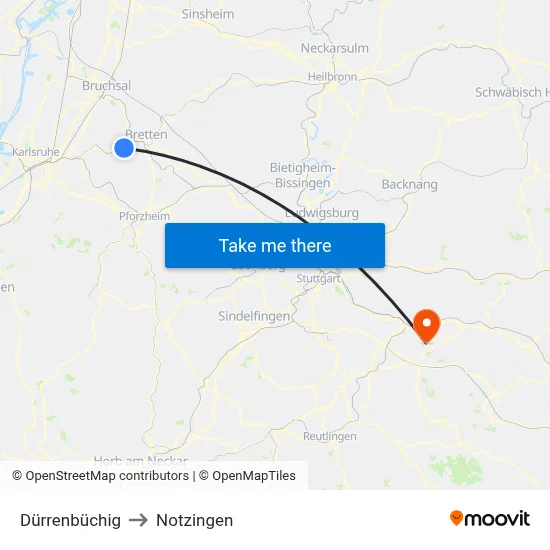 Dürrenbüchig to Notzingen map