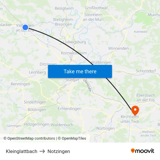 Kleinglattbach to Notzingen map