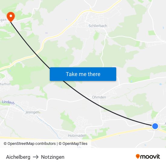Aichelberg to Notzingen map