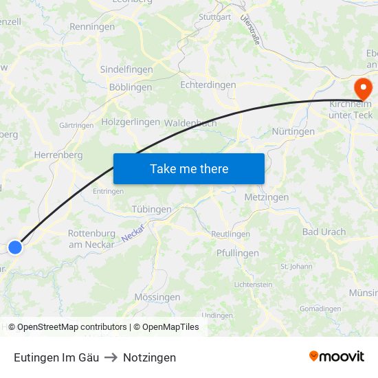 Eutingen Im Gäu to Notzingen map