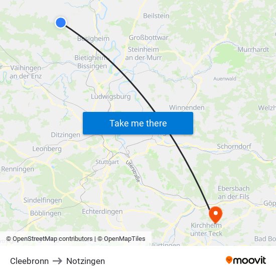Cleebronn to Notzingen map