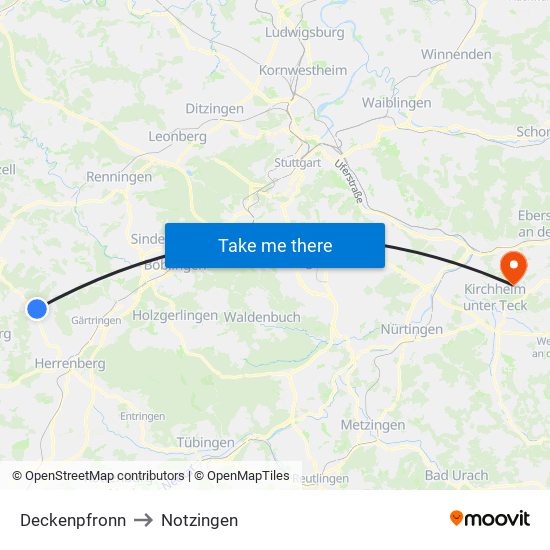 Deckenpfronn to Notzingen map