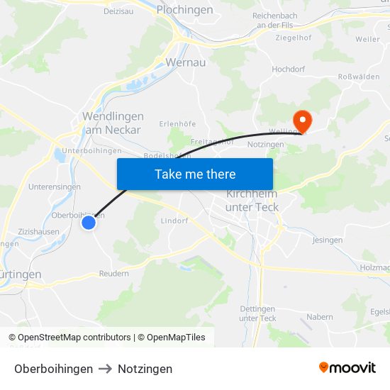 Oberboihingen to Notzingen map