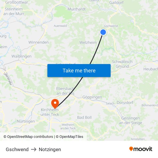 Gschwend to Notzingen map