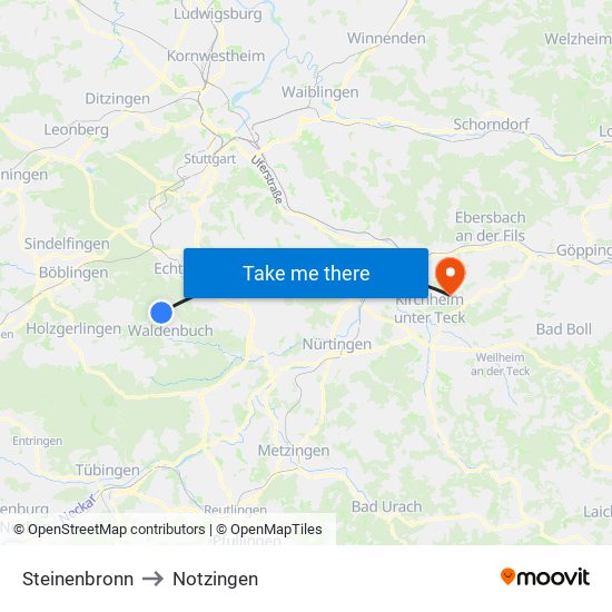 Steinenbronn to Notzingen map