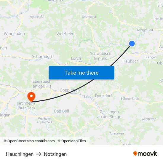 Heuchlingen to Notzingen map