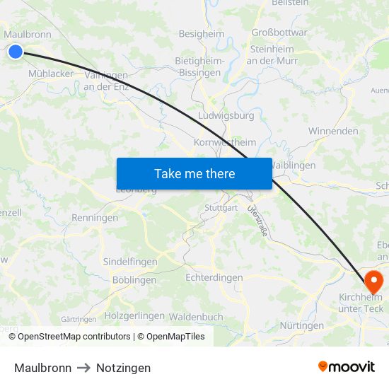Maulbronn to Notzingen map