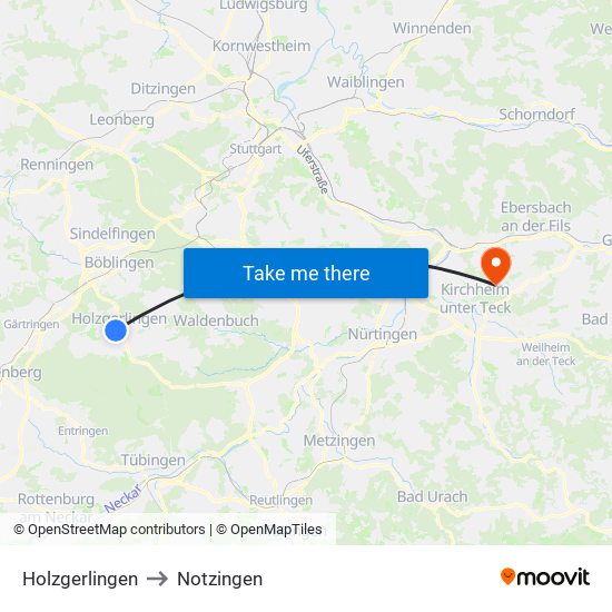 Holzgerlingen to Notzingen map